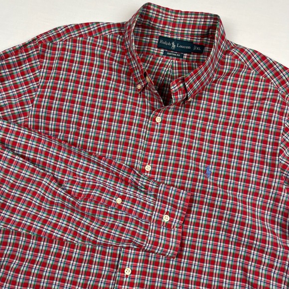 Polo Ralph Lauren Other - Ralph Lauren EUC Button‎ Down Shirt Men's XL Red Plaid Custom Fit Cotton